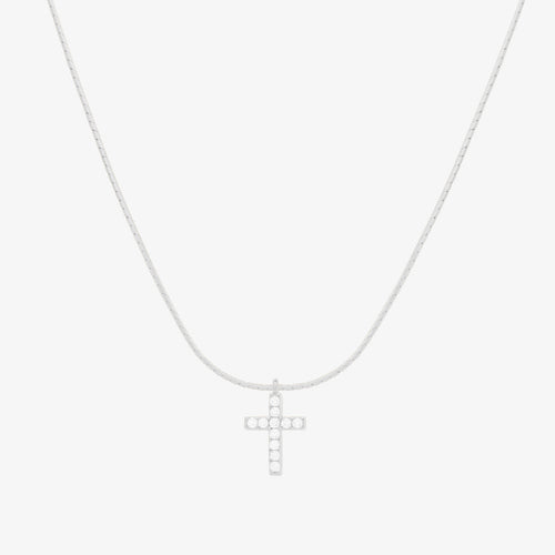 Cross pendant silk necklace